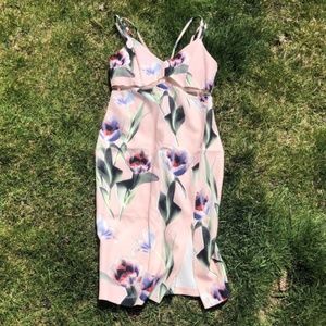Baby Pink Floral Top Shop midi dress NWOT